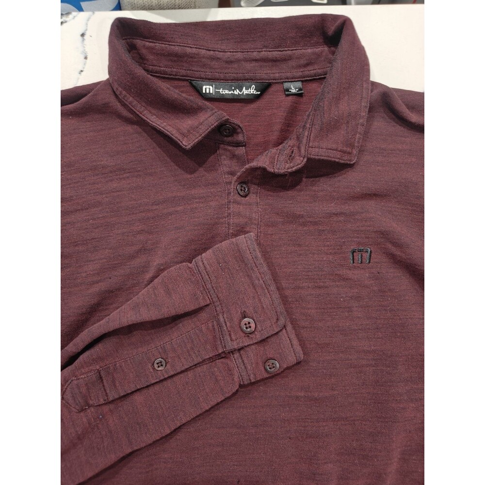 Travis Matthew Long Sleeve Collared Polo Shirt Mens Size Large Red Golf
